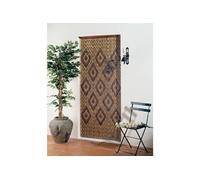 Rideau de porte en perles olives de bois verni avec motifs losanges 90 x 200 cm