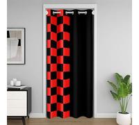 Rideau de porte en treillis géométrique pour enfants, rideau occultant en treillis à carreaux de jeux vidéo, grille tendance, simple, décoration de porte de chambre à coucher, salon, noir et rouge, 1