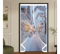 Rideau de Porte Épaississant D'Hiver 225 x 204 cm Coupe-Vent, Protection Contre Le Froid, Isolation Thermique Moustiquaire Magnetique Porte pour Cuisine et Salon de, A