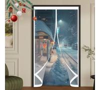 Rideau de Porte Épaississant D'Hiver 290 x 145 cm Durable, Coupe-Vent, Imperméable, Fermeture Automatique Transparent Rideau Thermique pour Salon, Chambre Chauffante, A