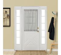 Rideau de porte-fen tre Aquazolax fin et transparent, l gant et uni, 137 x 101 cm, avec embrasse, gris