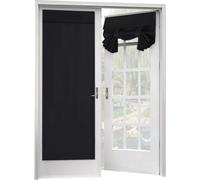 Rideau de porte français, lot de 2, avec panneau de porte en verre blackout à isolation thermique, avec fermeture velcro Rideau Tricia, 2 panneaux, 26 x 68 pouces, noir