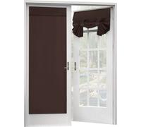 Rideau de porte français, lot de 2, avec panneau de porte en verre blackout à isolation thermique, avec fermeture velcro Rideau Tricia, 2 panneaux, 26 x 68 pouces, marron