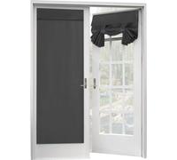 Rideau de porte français, lot de 2, avec panneau de porte en verre blackout à isolation thermique, avec fermeture velcro Rideau Tricia, 2 panneaux, 26 x 68 pouces, gris foncé