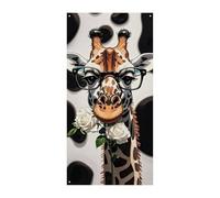 Rideau de porte Giraffe The Rose - Bannière de bienvenue - Panneau de porche - Fond de photographie - Couverture murale à suspendre pour fête de mariage, fête d'anniversaire - 177,8 x 90,9 cm
