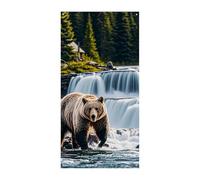 Rideau de porte Grizzlies in River Falls - Bannière de bienvenue - Panneau de porche - Fond de photographie - À suspendre au mur - Décoration de fête de mariage - 177,8 x 90,9 cm