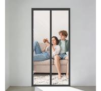 Rideau de Porte Isolant 103 x 202 cm Thermiquement et Auto Épaissir Transparent Eva Rideau de Porte Fermeture Automatique pour de Balcon, Noir