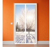 Rideau de Porte Isolant 64 x 212 cm Protection Contre Le Froid Manchon de Porte à L'Épreuve Du Vent Thermique en PVC Transparent pour Cuisine et Salon, Blanc