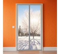 Rideau de Porte Isolant 71 x 233 cm Protection Contre Le Froid Manchon de Porte à L'Épreuve Du Vent Thermique en PVC Transparent pour Cuisine et Salon, Gris