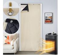 Rideau de Porte Isolant Double Couche Beige 100x210cm,Thermique, Imperméable, Coupe-vent,Pour Entrée Maison/Commerce