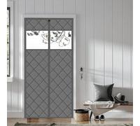 Rideau de Porte Isolant Magnétique, Hiver Épaissi en Coton Oxford avec Fenêtre Transparente, Fermeture Automatique, Convient aux Portes 60-150 cm Largeur × 180-240 cm Hauteur(Gray,120X180cm)