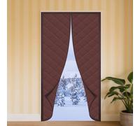 Rideau de Porte Isolant Thermique 117 x 252 cm Toile Oxford Coton Épaisse Rideau Thermique Magnétique Isolant Fermeture Automatique Adapté Aux Portes Coulissantes Verre, brun