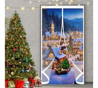 Rideau de Porte Isolant Thermique 245 x 225 cm Durable, Coupe-Vent, Imperméable, Fermeture Automatique Moustiquaire Magnétique pour Porte pour Cuisine, Chambre à Coucher, A