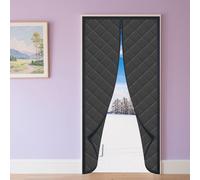 Rideau de Porte Isolant Thermique 63 x 274 cm Toile Oxford Coton Épaisse Rideau de Porte Magnétique Interieur Fermeture Automatique pour L'Été et L'Hiver, Noir