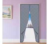 Rideau de Porte Isolant Thermique 73 x 299 cm Toile Oxford Coton Épaisse Rideau de Porte Magnétique Interieur Fermeture Automatique pour L'Été et L'Hiver, gris argenté