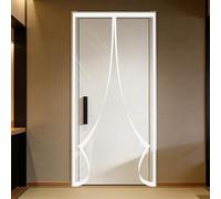 Rideau de Porte Isolant Thermique Magnétique 111 x 272 cm Coupe Vent Imperméable Transparent Rideau Thermique Isolant Fermeture Automatique pour Balcon Cuisine Chambre, Blanc