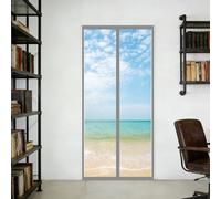 Rideau de Porte Isolant Thermique Magnétique 130 x 214 cm Protection Contre Le Froid Isolation Thermique Porte Rideau Sans Percage pour de Balcon, Gris