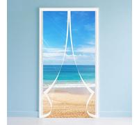 Rideau de Porte Isolant Thermique Magnétique 94 x 230 cm Coupe Vent Imperméable Magnétique Rideau de Porte Isolant Thermique Fermeture Automatique pour Cuisine et Salon, Blanc