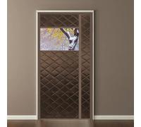 Rideau de porte isolant thermique magnétique avec fenêtre transparente, tissu Oxford et rembourrage en coton, ouverture latérale, rideau d’hiver imperméable pour maison écoénergétique(Brown,100X220cm)