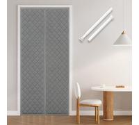 Rideau de Porte Isolant Thermique Magnétique, Rideaux Thermiques Isolants Anti Froid Et Chaleur, Imperméable Coupe-Vent Sans Perçage, pour Couloirs, Portes, Patio, Chambre(Gray,95x205cm)