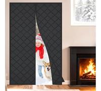 Rideau de Porte Isolation Thermique, Rideau Thermique Isolant Anti Froid et Chaleur Magnétique, Rideau de Porte Épaississant d'Hiver, Isolant Phonique, Coupe-vent, Noir80x185cm