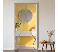 Rideau de Porte Magnétique à Isolation Thermique 100 x 227 cm Coupe Vent Imperméable Eva Rideau Thermique Isolant Fermeture Automatique pour Balcon Cuisine Chambre, Gris