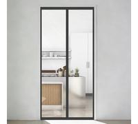 Rideau de Porte Magnétique à Isolation Thermique 65 x 215 cm Protection Contre Le Froid Transparent Eva Rideau de Porte Thermique Sans Percage pour Cuisine et Salon, Noir