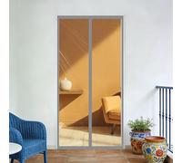 Rideau de Porte Magnétique à Isolation Thermique 91 x 256 cm Coupe Vent Imperméable Rideau de Porte Thermique Coupe Fermeture Automatique pour de Balcon, Gris