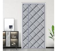 Rideau de porte magnétique à isolation thermique coupe-vent en tissu Oxford épais et multicouche en coton gris 90 x 240 cm Économie d'énergie Réduction du bruit Solution d'intimité domestique