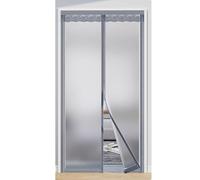 Rideau de porte magnétique à isolation thermique durable givré avec bande magnétique complète, isolation écoénergétique pour une utilisation en été et en hiver, gris, 80 x 195 cm
