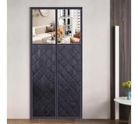 Rideau De Porte Magnétique Avec Fenêtre Transparente Bloque L'air Froid Coupe-Vent Rideau Séparation De Pièce Fermeture Automatique Pour Chambre Cuisine Portes D-e Balcon(Noir,160x215cm)