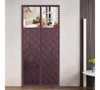 Rideau De Porte Magnétique Avec Fenêtre Transparente Bloque L'air Froid Coupe-Vent Rideau Séparation De Pièce Fermeture Automatique Pour Chambre Cuisine Portes D-e Balcon(Coffee,190x215cm)