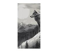 Rideau de porte motif loup solitaire de montagne enneigée, bannières murales, banderoles de fond pour les yeux, panneau d'entrée de bienvenue pour fêtes, célébrations festives