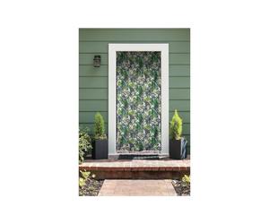 Rideau de porte moustiquaire en toile feuilles tropicales 140 x 225 cm - morel