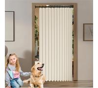 Rideau de Porte Occultant 133 x 171 cm Anti Froid et Chaleur Magnétique Impermeable à Oeillets Décoratif Rideau Accordéon Placard pour Chambre, Salon Décoration de Fenêtre, Beige