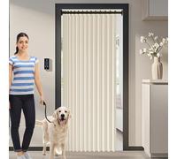 Rideau de Porte Occultant 148 x 140 cm Anti Froid et Chaleur Magnétique Impermeable à Oeillets Décoratif Rideau de Porte Pliant pour Salon, Balcon, Chambre Moderne, Beige