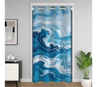 Rideau de Porte Occultant 3D Vagues Fluides Bleu Océan 150x203cm