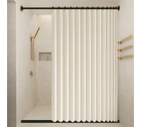 Rideau de Porte Occultant 98 x 226 cm Anti Froid et Chaleur Magnétique Impermeable à Oeillets Décoratif Rideau Accordéon Porte Entrée pour Salon, Balcon, Chambre Moderne, Beige