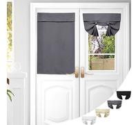 Rideau de porte occultant français Gris foncé, Protection visuelle Thermique Autocollant Opaque Porte Intimité Rideau de porte 66*168cm, 1 panneau