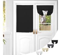 Rideau de porte occultant français Noir, Protection visuelle Thermique Autoadhésif Opaque Porte Intimité Rideau de porte 66*168cm, 1 panneau