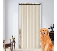 Rideau de Porte Pliant 133 x 171 cm Anti Bruit, Opaque, Bloquer, Separation, Anti Froid Occultant Chaleur Rideau Occultant Pliants pour Salon, Balcon, Chambre Moderne, Beige