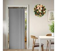 Rideau de Porte Pliant 140 x 182 cm Anti Froid et Chaleur, Séparateur de Pièce Pliable, Design Accordéon Rideau de Porte Pliant pour Salon, Balcon, Chambre Moderne, Gris