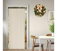 Rideau de Porte Pliant 205 x 176 cm Anti Froid et Chaleur, Séparateur de Pièce Pliable, Design Accordéon Rideau de Porte Pliant pour Salon, Balcon, Chambre Moderne, Beige