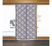 Rideau de porte résistant et chaud - Coupe-vent - 140 x 240 cm - Fermeture automatique - Thermique - Anti-poussière et réduction du bruit - Coton Oxford pour chambre à coucher - Gris
