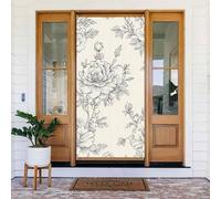 Rideau de porte réutilisable à motif floral français dessiné à la main pour décoration intérieure et extérieure, facile à accrocher pour les fêtes, les anniversaires et les vacances