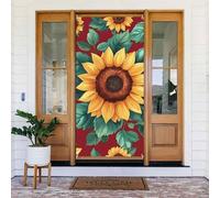 Rideau de porte réutilisable motif tournesols rouges pour décoration intérieure et extérieure facile à accrocher pour les fêtes, anniversaires et vacances