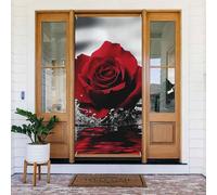 Rideau de porte réutilisable pour décoration intérieure et extérieure facile à accrocher Motif roses rouges