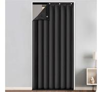 Rideau de porte temporaire à isolation thermique résistant aux intempéries en tissu Oxford noir 100 cm x 210 cm Parfait pour les économies d'énergie et le blocage des courants d'air en hiver