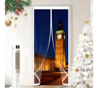 Rideau de Porte Thermique 140 x 225 cm Durable, Coupe-Vent, Imperméable, Fermeture Automatique Moustiquaire Magnetique Porte pour Salon, Chambre Chauffante, A