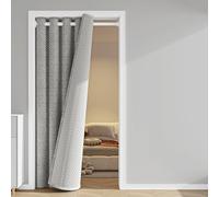 Rideau de porte thermique d'hiver, couvre-porte thermique prêt à l'hiver, housse de porte isotherme en tissu Oxford pour garder au chaud, coupe-vent, insonorisation, protection contre le froid (gris,